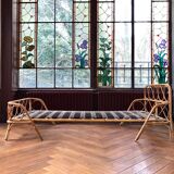 Rotin and bamboo bed