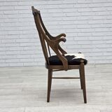 1960s, Danish high-backed armchair, reupholstered, furniture cowhide, oak.