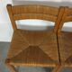 Set of 5 chairs in wood and straw, 60s