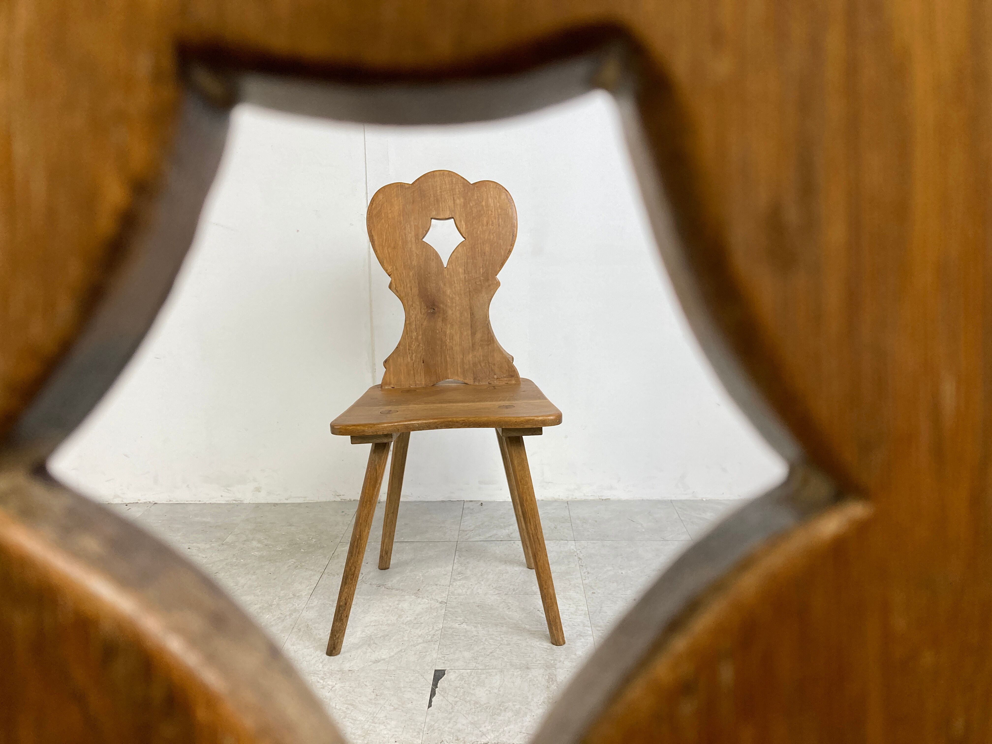 Vintage oak brutalist chairs, 1960s