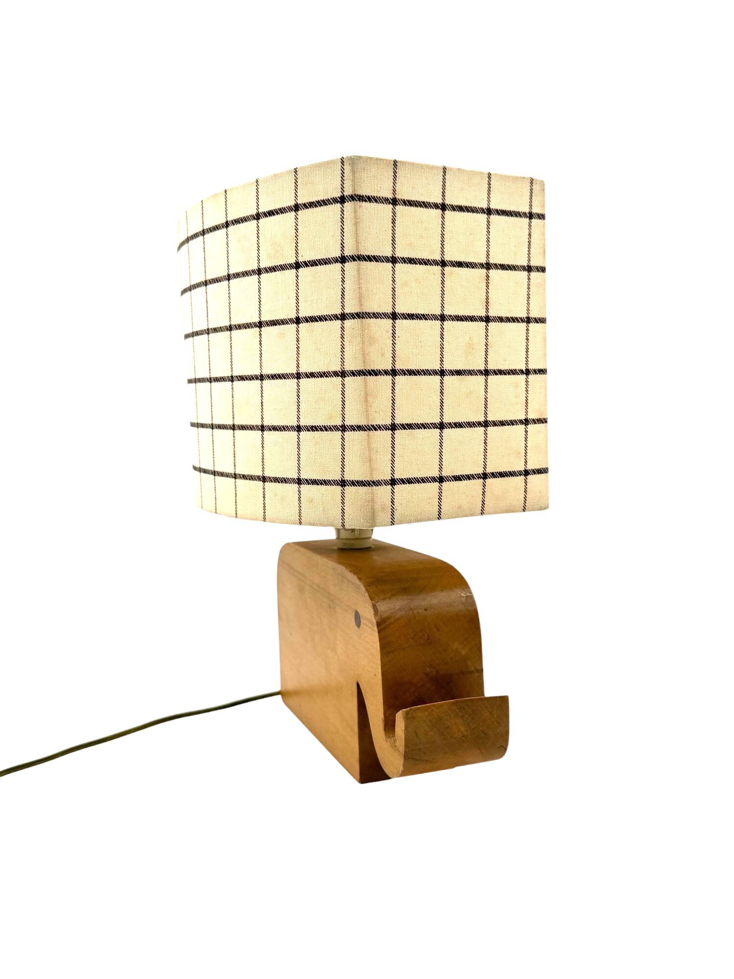 Mid century Modern wood elephant table lamp, Italy circa 1960s