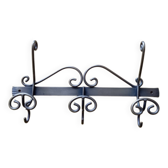 Wall-mounted coat rack with 3 hooks, brushed brass