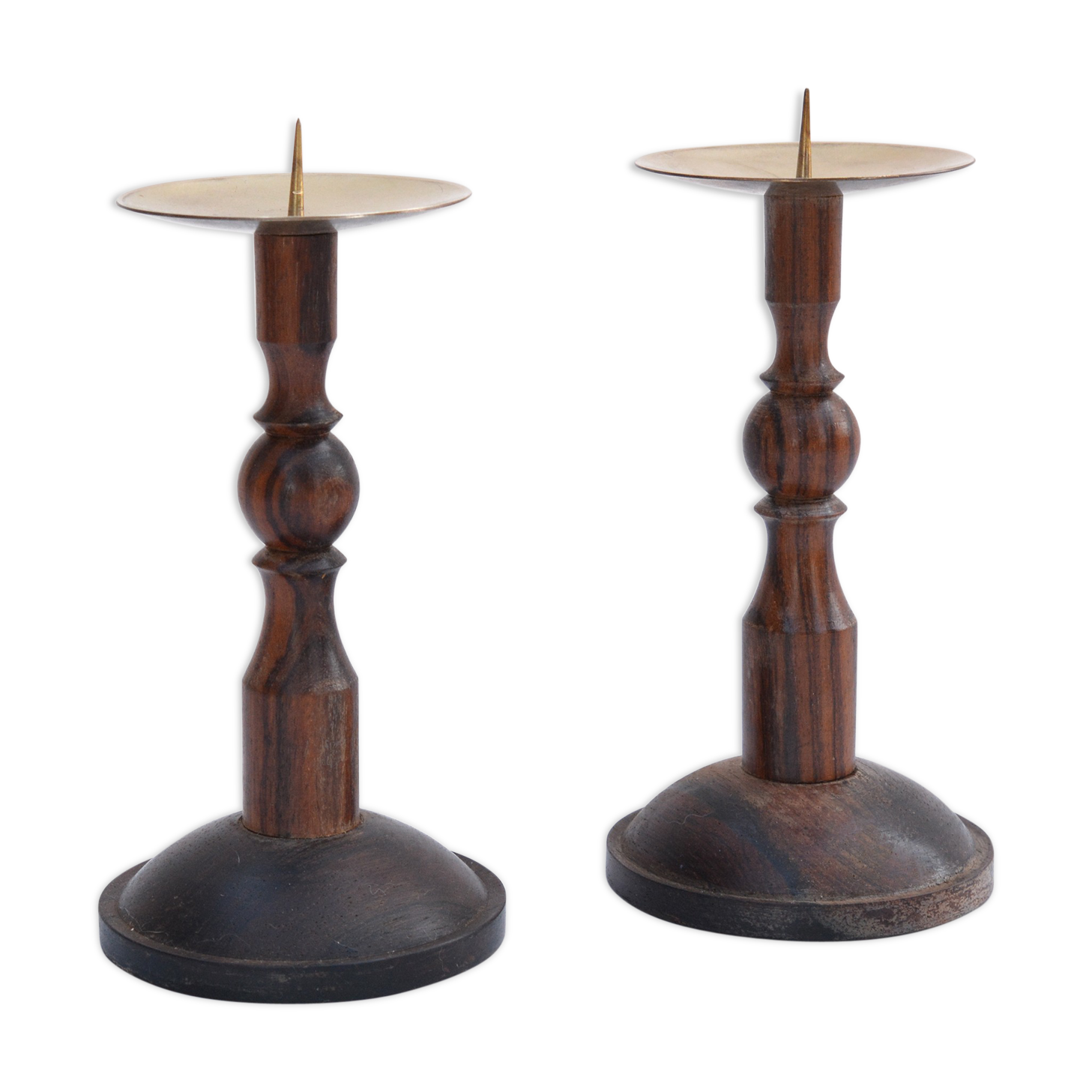 Pair of AS Warner rosewood candlesticks, 1960s Denmark
