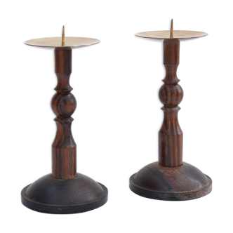 Pair of AS Warner rosewood candlesticks, 1960s Denmark