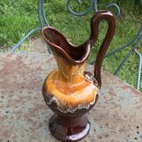 Carafe with handle, jug, vase in Vallauris style enamelled ceramic