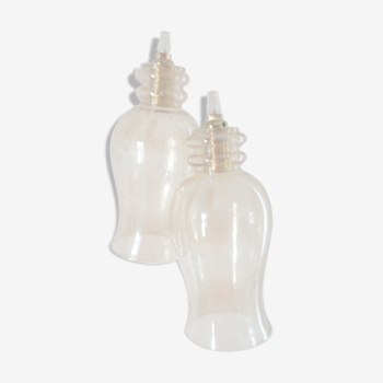 Duo of bubble glass hanging lamps