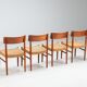 Set of four Danish dining chairs in teak and paper cord, Denmark, 1960