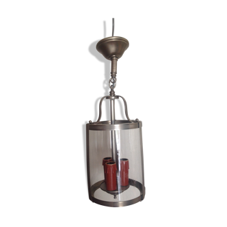 Lantern pendant in glass and metal art deco style