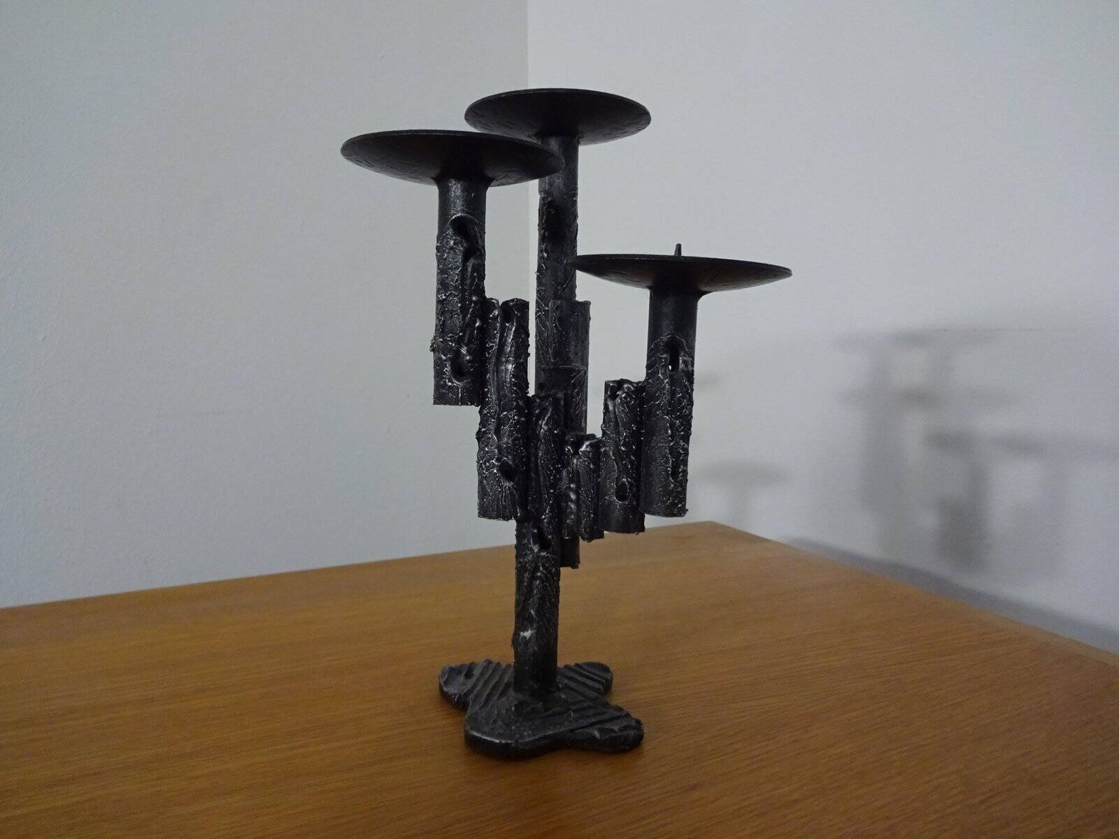 Brutalist Iron Candleholder, 1960s