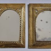 Ensemble de 3 miroirs en laiton repoussé, artisanat marocain, 20 x 25 cm
