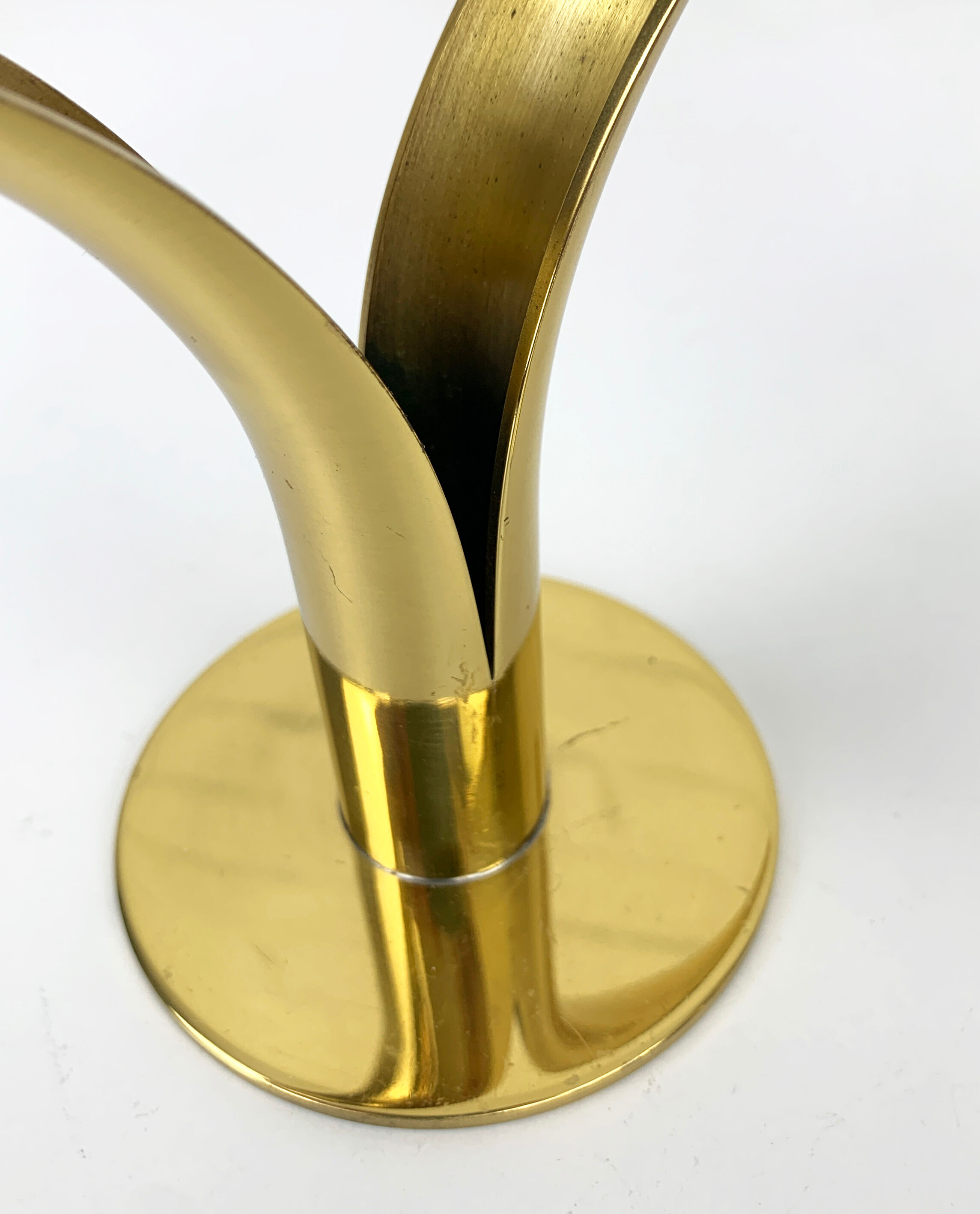 Pair of Lily brass candle holders, Ystad Metall, Sweden, design Ivar Ålenius Björk