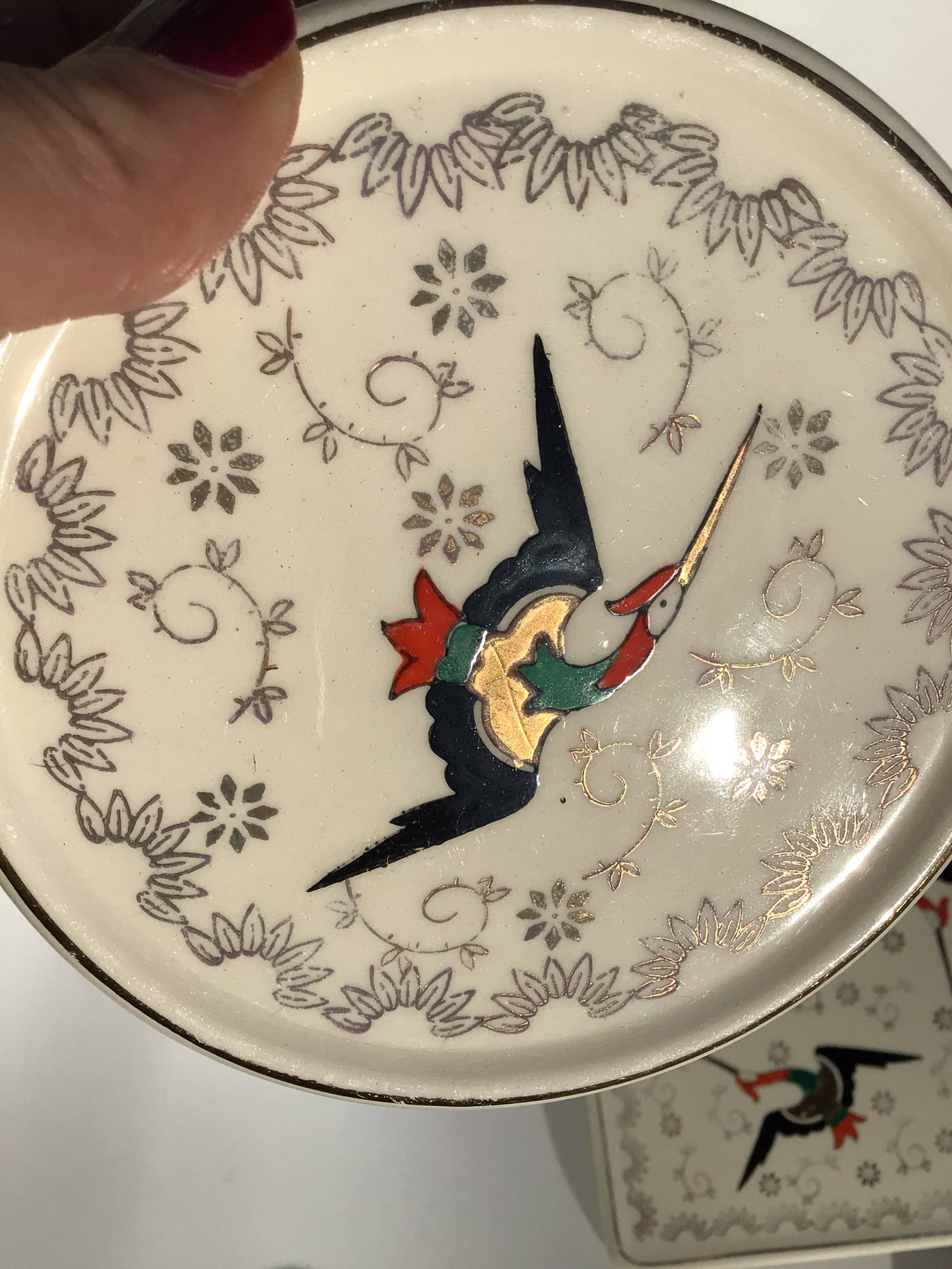 Longwy Chypre cream trivets and bottles