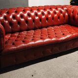 Canapé Chesterfield 3 places cuir rouge
