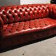3-seater Chesterfield sofa in red leather