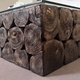 Table basse en rondins de bois