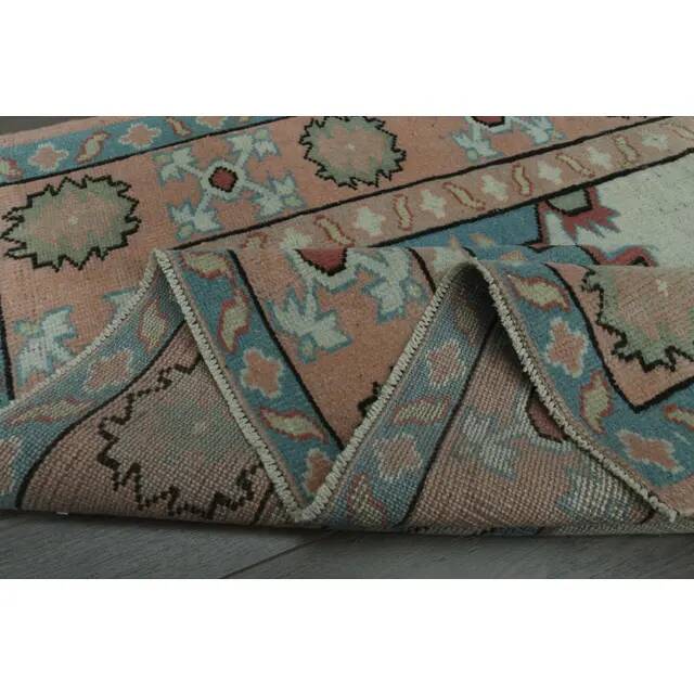1970s Vintage Turkish Oushak Handmade Wool Cotton Orange Area Rug 160x227