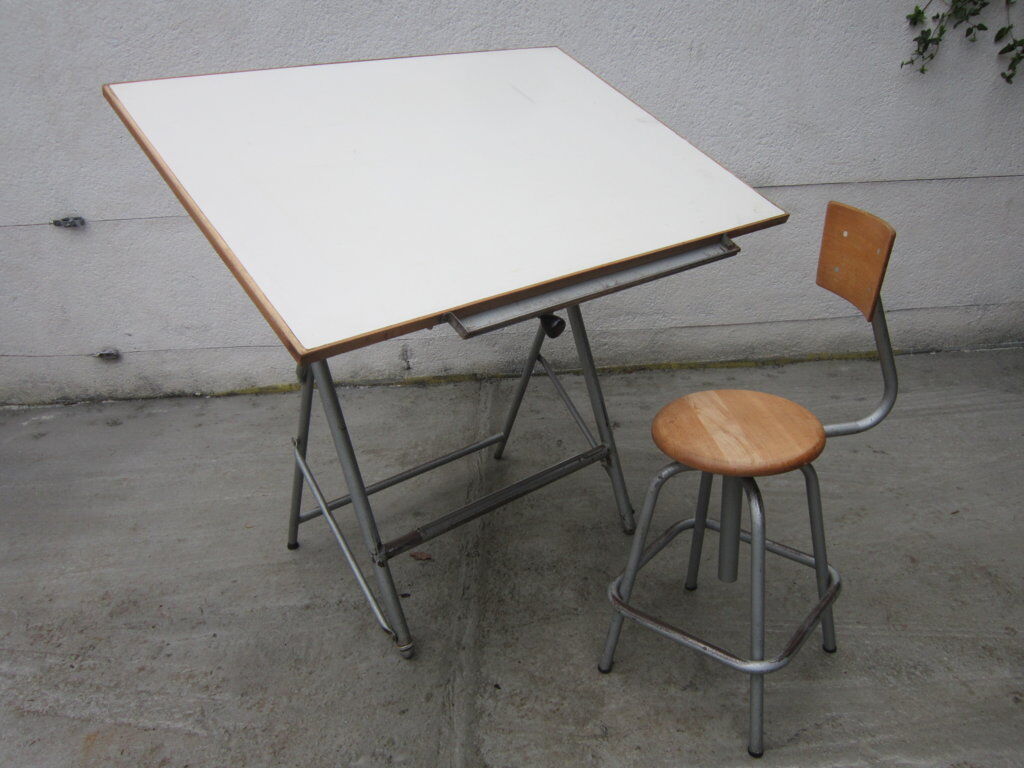 Table à dessin et chaise d'architecte Unic , années 50