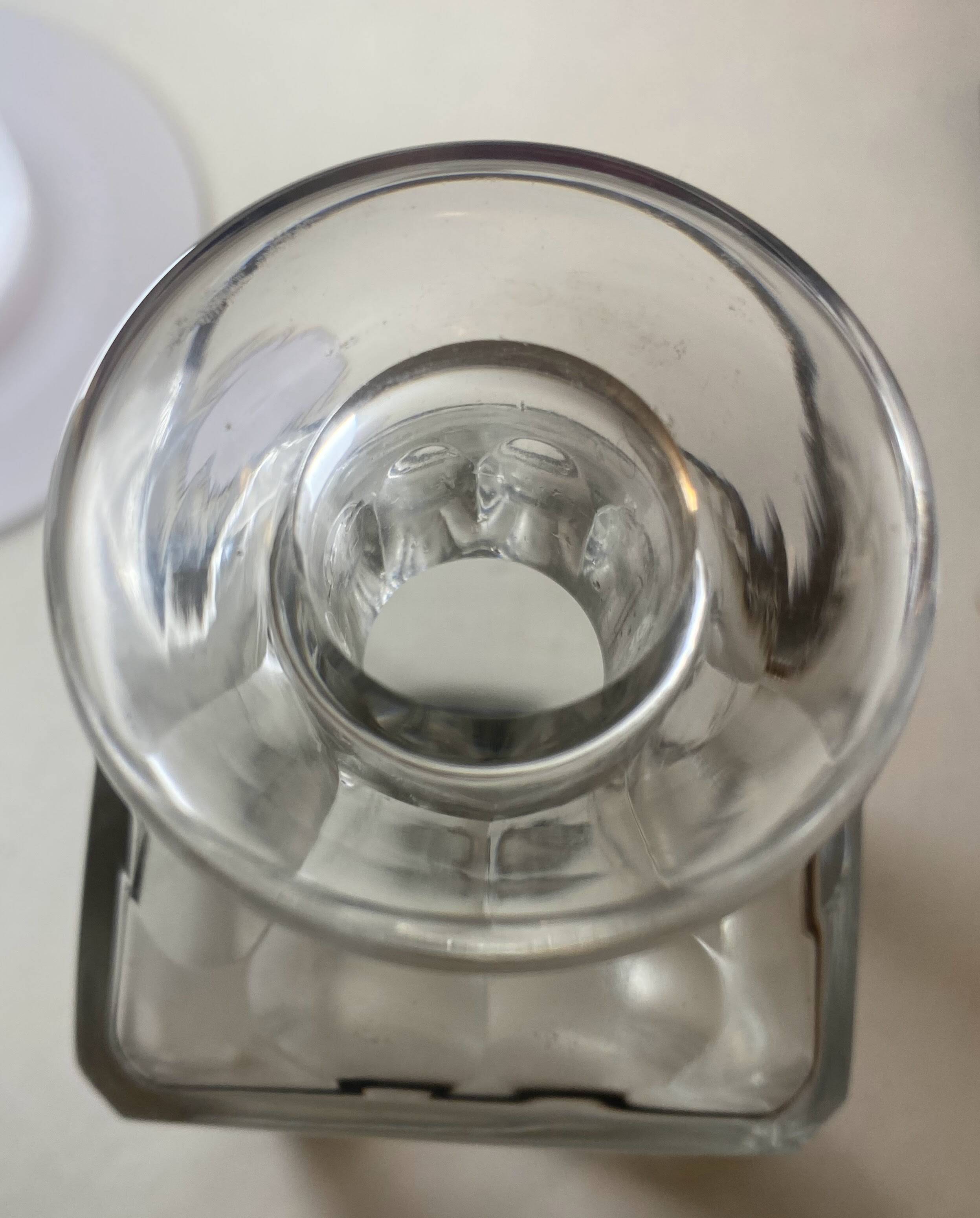 Portable Art Deco liquor cabinet in mahogany & metal with 3 Baccarat crystal bottles.