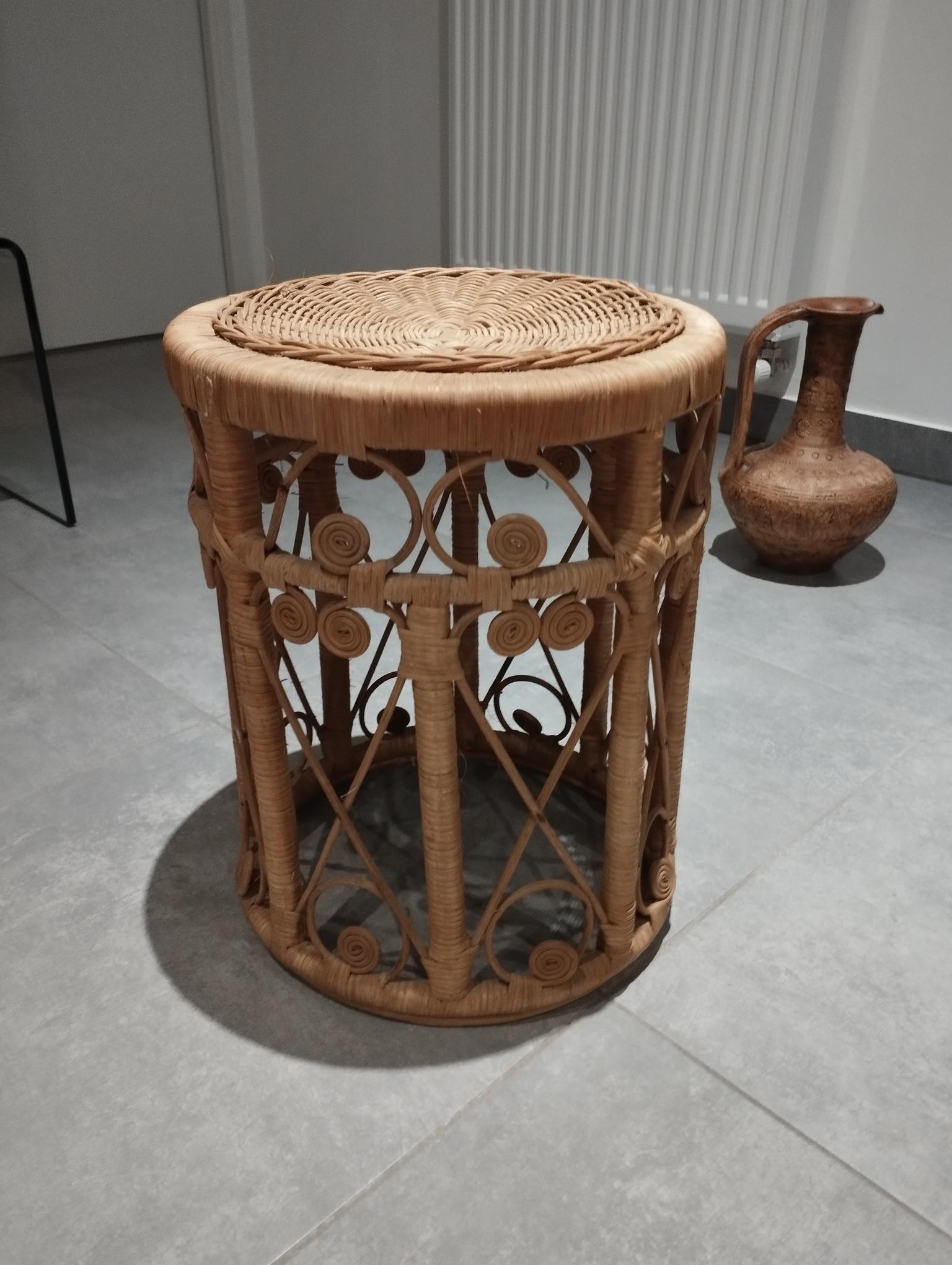Peacok vintage bohemian chic rattan stool