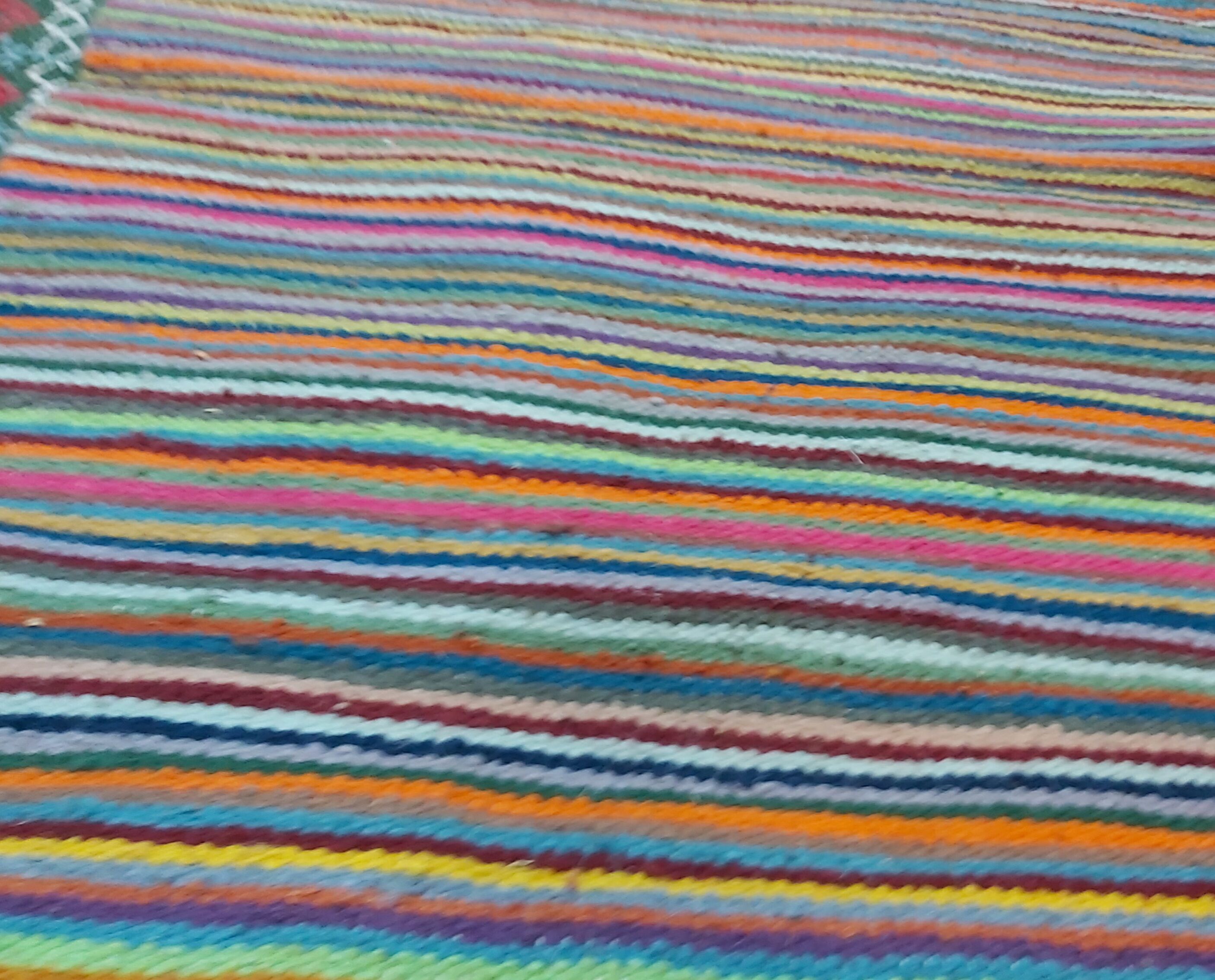 Tapis multicolore rayé fait main  122x56cm