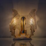 Murano Graniglia Glass Double-Leaf Brass Wall Sconce, Italy, 1960s