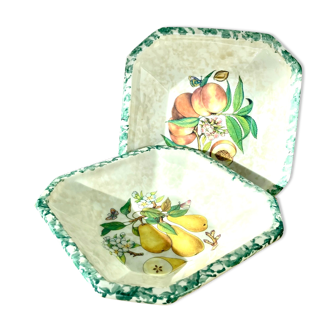 Pair of ceramic fruit bowls from Italy Due Torri