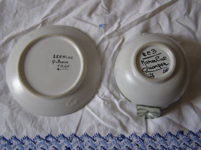 Old bowl and its ceramic saucer from Quimper