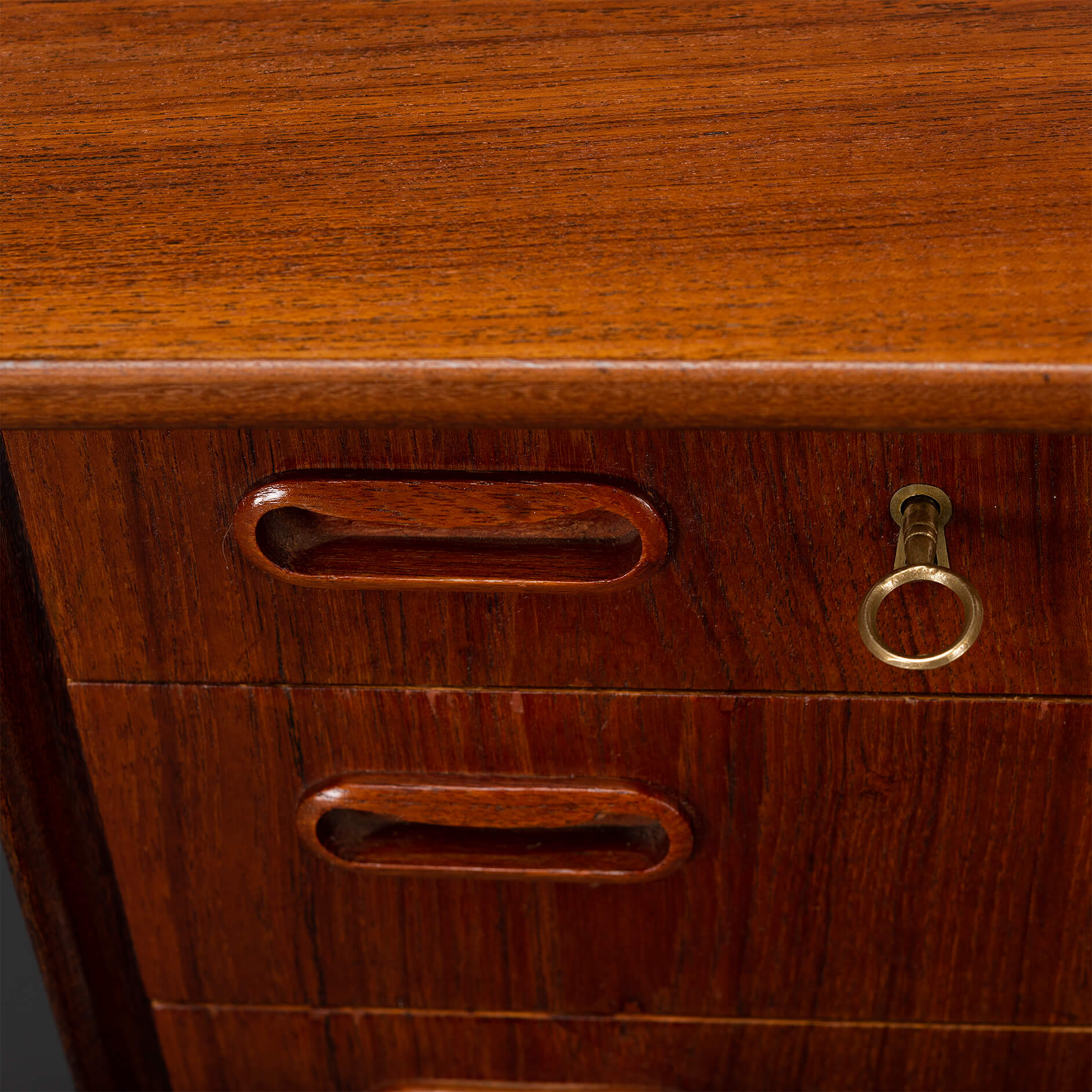 Danish vintage teak design desk by svend age madsen for hp hansen, 1960s