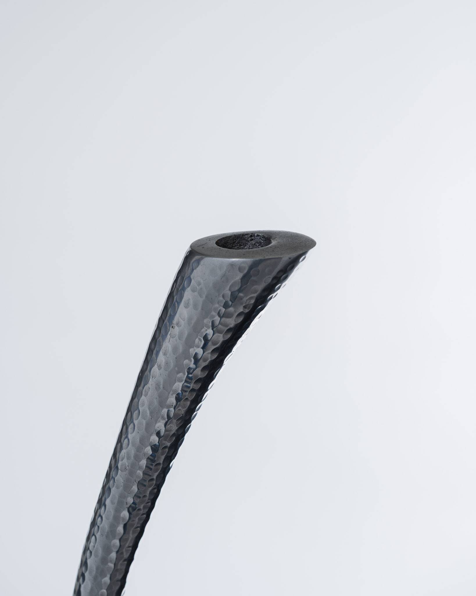Curly hammered metal candle holder, 1970s