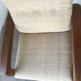 Paire de fauteuils massifs et brutalistes en teck