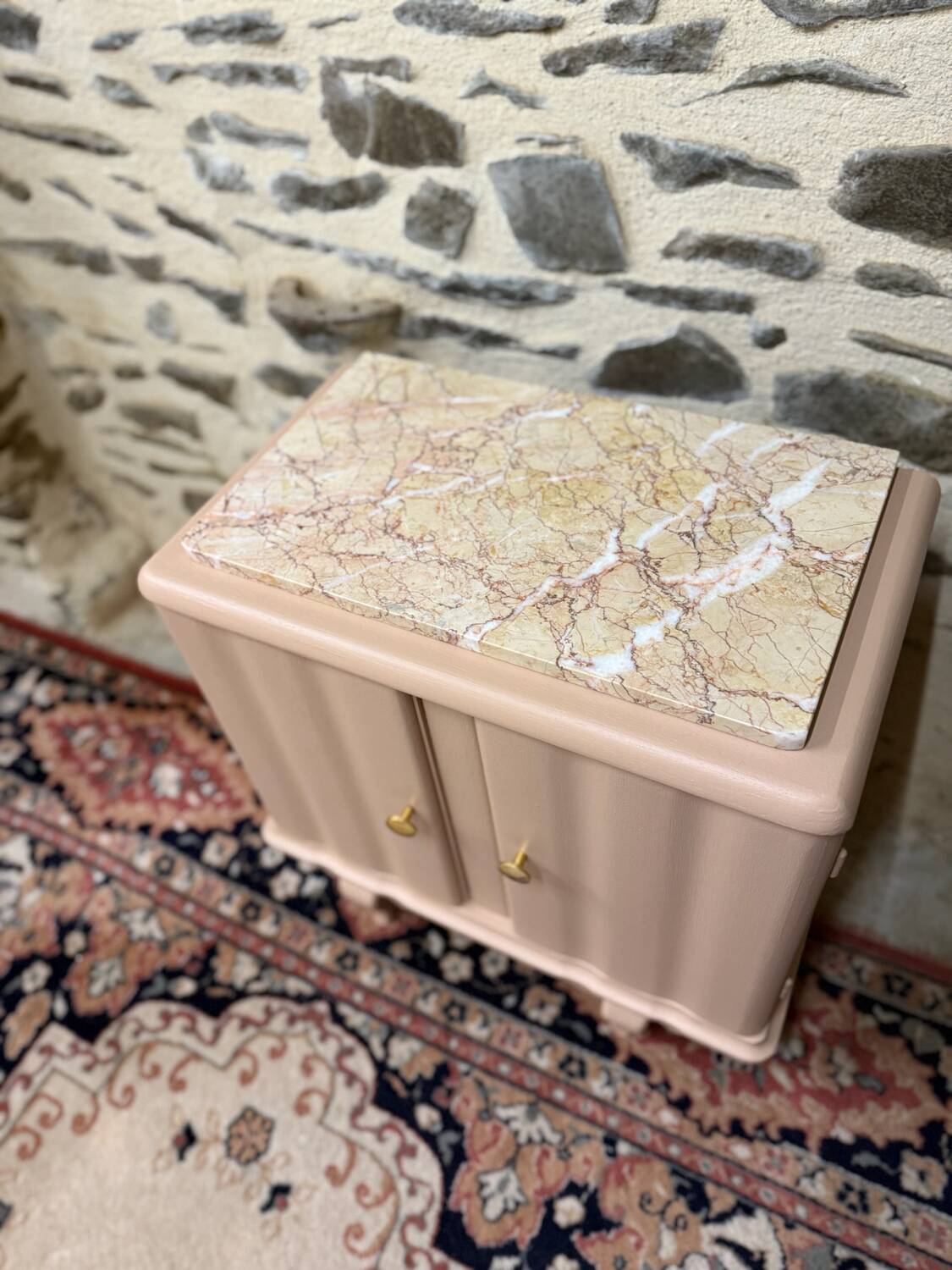 Beautiful pastel pink art deco bedside table