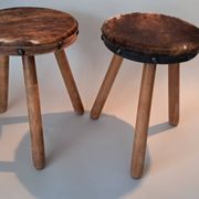 Paire de tabourets tripodes brutaliste 1950/1960.