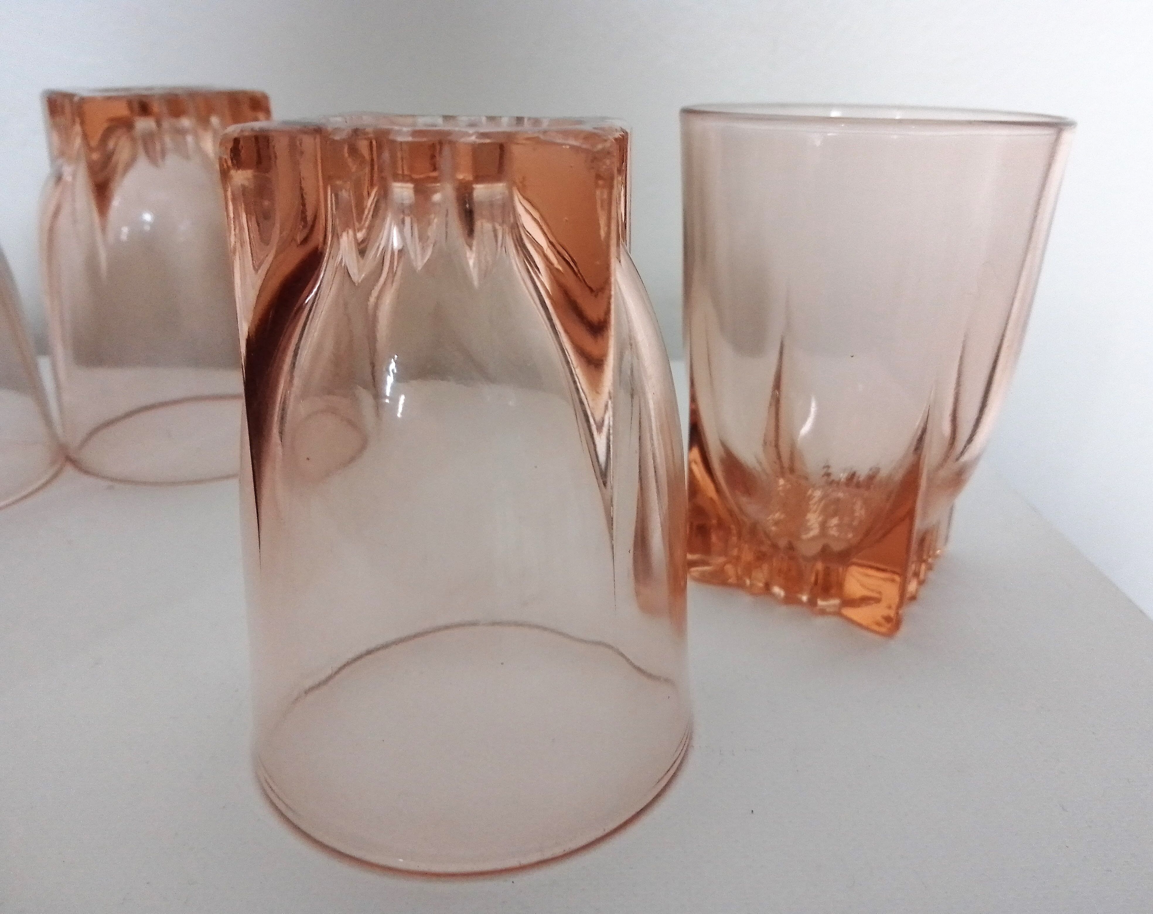 Set of 6 vintage old pink glasses