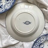 Three Flora ironstone soup plates, Creil and Montereau, late 19th century