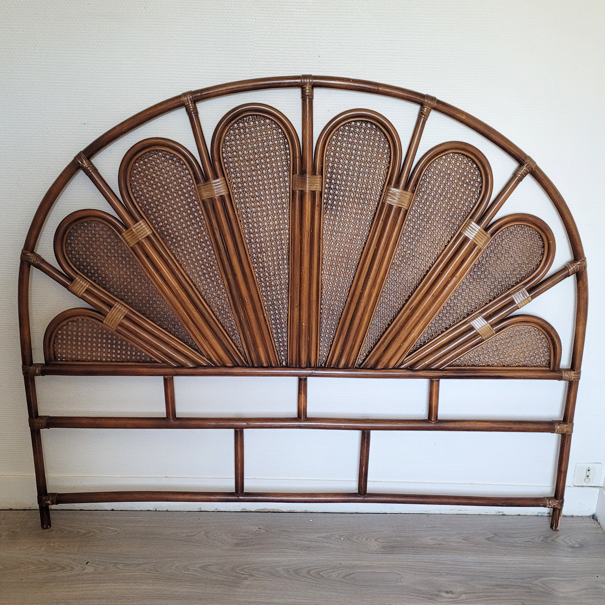 Rattan flower headboard and vintage canning