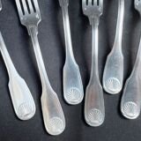 6 Christofle silver silver metal salad or dessert forks model Vendôme/Arcantia before 1983