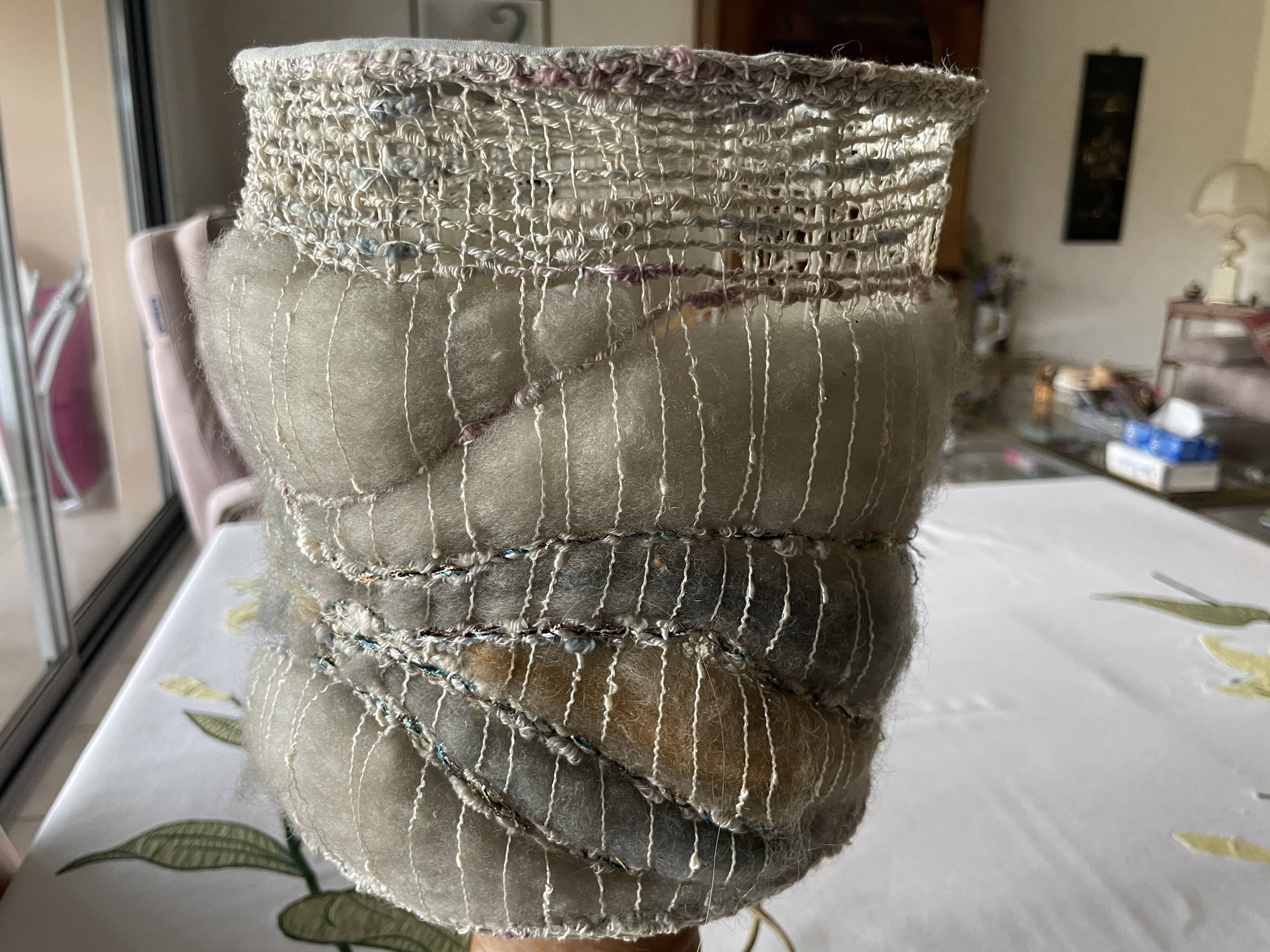 Turned wood table lamp