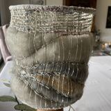 Turned wood table lamp