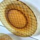5 vintage pressed glass dessert plates with woven decoration
