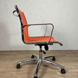 Designer office chair - Orange mesh and chrome base