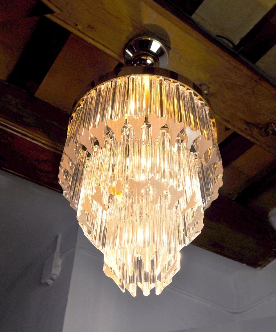 Lustre Venini 3 niveaux Italie 1970