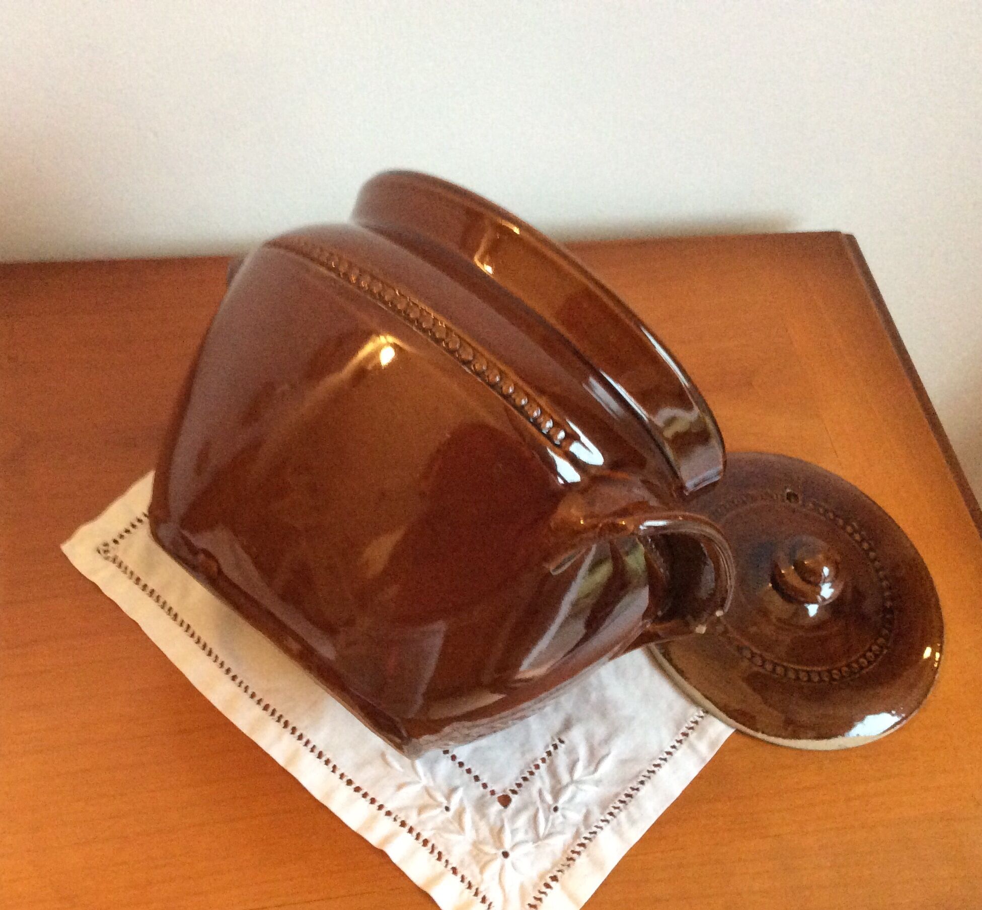 Pot glazed stoneware pot with lid Pearson's of Chesterfield England