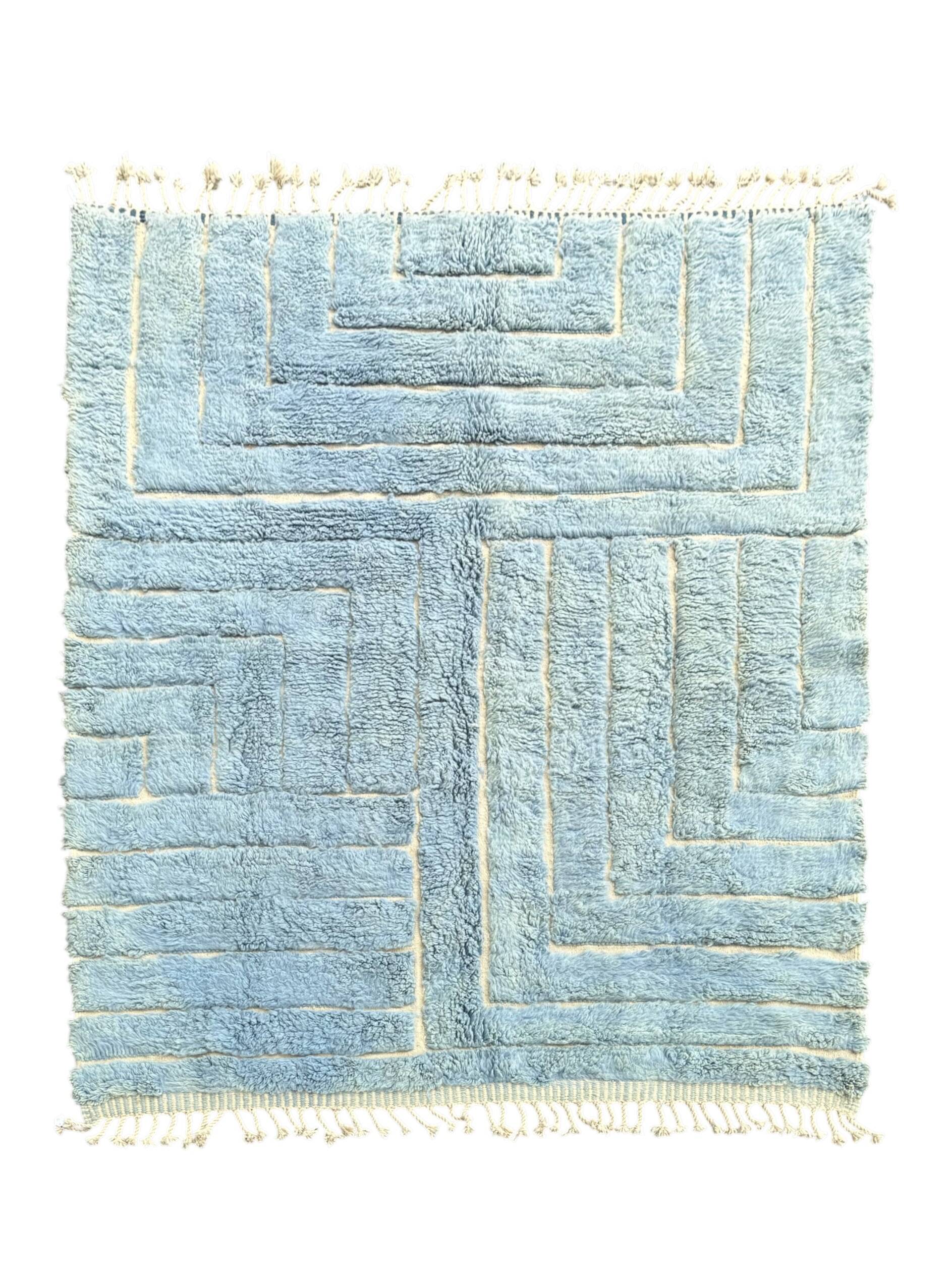 Berber Moroccan Mrirt blue wool rug