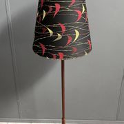 Danish Teak floor lamp with Black and Red , Yellow shade 1960s