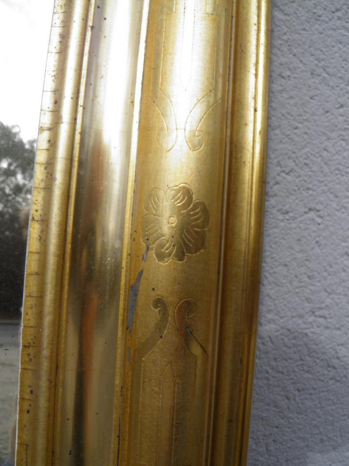 Old gilded wooden mirror in the Napoleon III style, 83x138cm