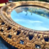 Miroir ovale en rotin