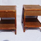 Pair of cane bedside tables