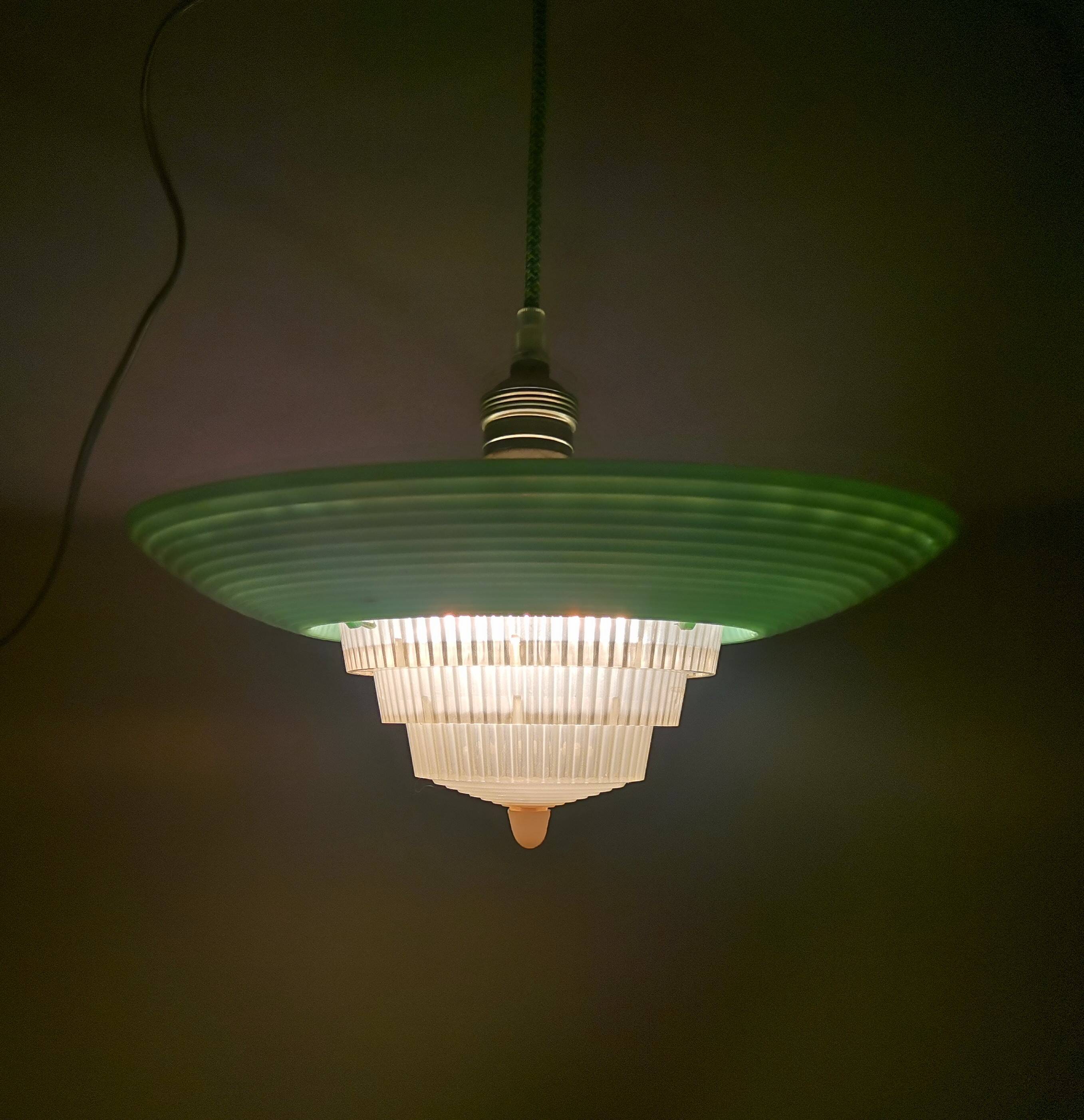 Scandinavian green acrylic clip on hanging lamp 1960s