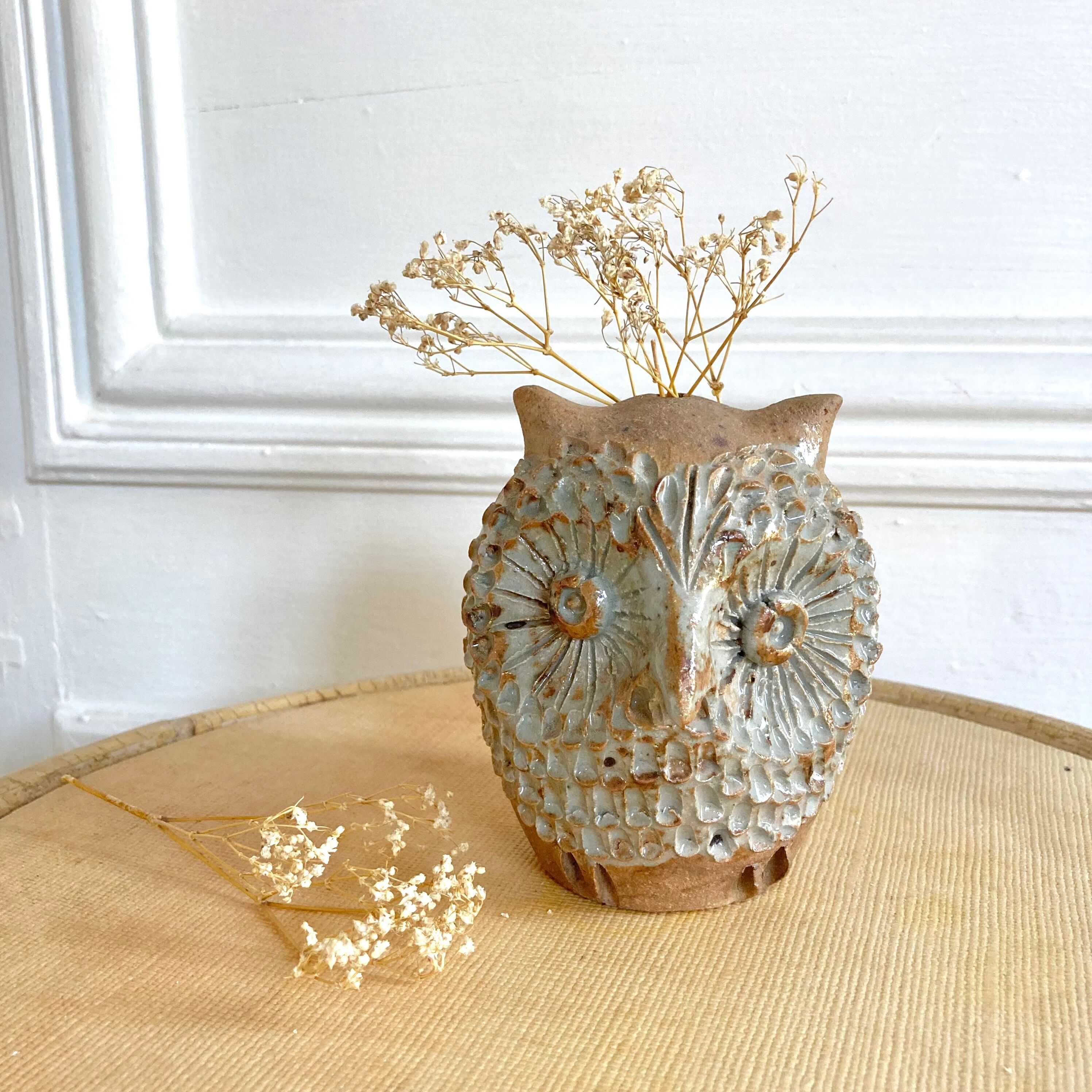 Pique flowers owl zoomorphic ceramic owl 70