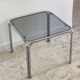 Table basse annees 70 verre et acier chromé